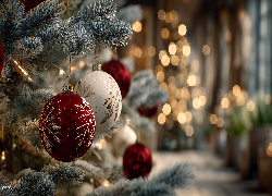 Choinka, Bombki, Boże Narodzenie, Grafika, AI