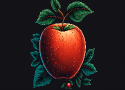 Jabłko, Czerwone, Czarne, Tło, Grafika