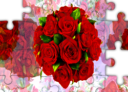 Grafika, Róże, Czerwone, Bukiet