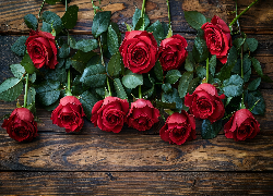 Czerwone, Róże, Drewno Kwiat