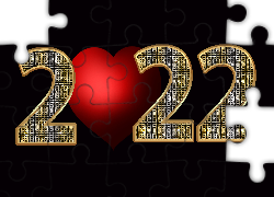 Nowy Rok, 2022, Czerwone, Serce, Czarne, Tło