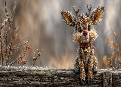 Renifer, Rudolf, Czerwononosy, Deska, Dzwoneczek, Grafika AI