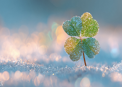 Czterolistna, Koniczyna, Śnieg, Grafika AI