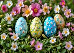 Pisanki, Kwiaty, Wielkanoc, Kolorowe, Jajka