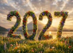 Kwiaty, Nowy Rok, 2027, Cyfry, AI