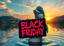 Grafika, Black Friday, Delfin, Jezioro, Góry