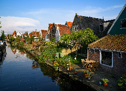 Holandia, Miasto Edam, Kanał wodny, Domy, Budynki