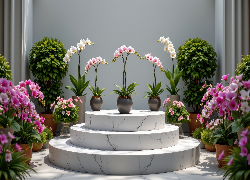 Podium, Kwiaty, Storczyki, Donice