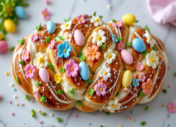 Chleb, Kwiaty, Kolorowe, Pisanki, Wielkanoc, Grafika AI