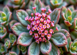 Różowe, Drobne, Kwiaty, Mięsiste, Listki