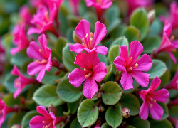 Różowe, Drobne, Kwiaty, Listki, Zbliżenie