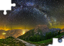 Galaktyka, Droga Mleczna, Góra Nuenchamm, Góry, Alpy Glarneńskie, Kanton Glarus, Szwajcaria