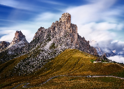 Góry, Dolomity, Droga, Skały, Schronisko, Przełęcz, Passo Giau, Włochy