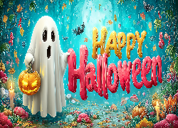 Duch, Dynia, Napis, Halloween, Grafika AI