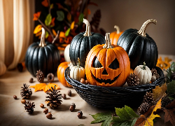 Halloween, Dynie, Szyszki, Grafika AI
