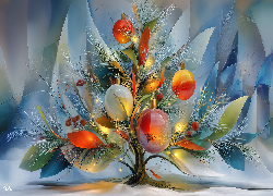 Bombki, Boże Narodzenie, Choinka, Grafika AI