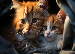 Dwa, Rude, Koty, Grafika AI