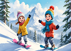 Dzieci, Góry, Zima