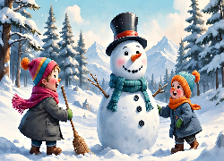 Dzieci, Zima, Bałwan