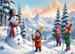 Bałwan, Dzieci, Zima