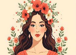 Dziewczyna, Kwiaty, Grafika 2D