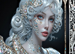 Dziewczyna, BBiałe, Włosy, Biżuteria, Grafika AI