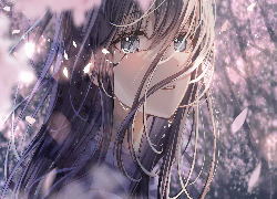 Dziewczyna, Anime, Twarz, Włosy