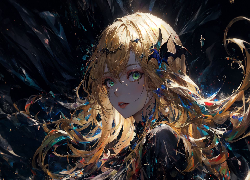 Dziewczyna, Anime, Niebieskie, Oczy, Biżuteria