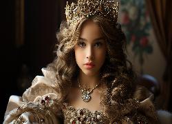 Dziewczynka, Księżniczka, Włosy, Loki, Biżuteria, Grafika