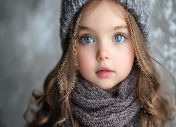 Dziewczynka, Czapka, Wełniana, Szalik