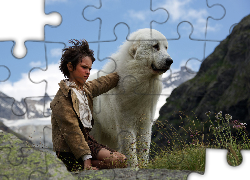 Dziecko, Félix Bossuet, Pirenejski pies górski, Łąka, Góry, Alpy