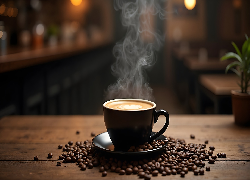 Kawa, Filiżanka, Spodek, Ziarna