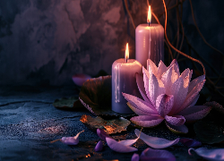 Fioletowy, Kwiat, Lilia wodna, Świece