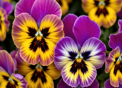 Bratki, Żółto-fioletowe, Zbliżenie