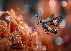 Fruczak gołąbek, Motyl, Kwiaty, Makro, Grafika AI