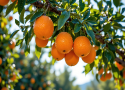 Pomarańcze, Gałąź, Liście, Grafika AI