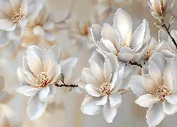 Magnolia, Kwiaty, Grafika