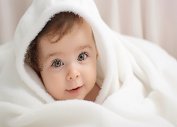 Dziecko, Biały, Koc, Niemowlę