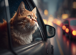 Kot, Samochód, Okno, AI