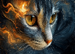 Kot, Żółte, Oczy, Grafika AI