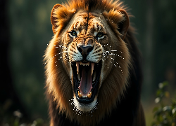 Lew, Otwarta, Paszcza, Kły