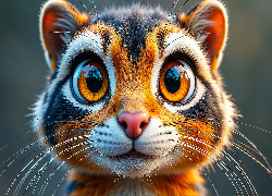 Zwierzę, Głowa, Duże, Oczy, Grafika AI