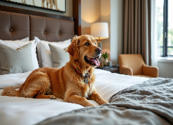 Pies, Golden retriever, Łóżko