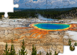 Park Narodowy Yellowstone, Gorące, Źródła, Grand Prismatic Spring, Jezioro, Stany Zjednoczone