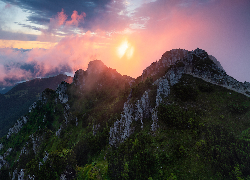 Góry, Mała Fatra, Karpaty, Wschód słońca, Mgła, Słowacja
