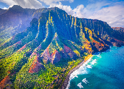 Stany Zjednoczone, Hawaje, Wyspa Kauai, Góry, Roślinność, Morze