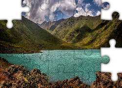 Góry Tienszan, Skały, Jezioro, Kol-Tor Lake, Kirgistan