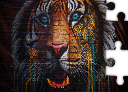 Ściana, Tygrys, Street art