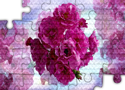 Kwiaty, Róże, Bukiet, Grafika