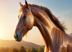 Jasnobrązowy, Koń, Grafika AI